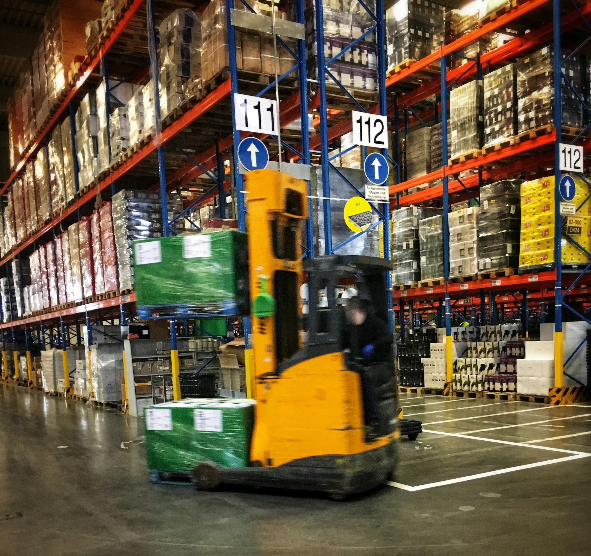 Palletized inventory staged for quoting, slotting, and outbound handling.