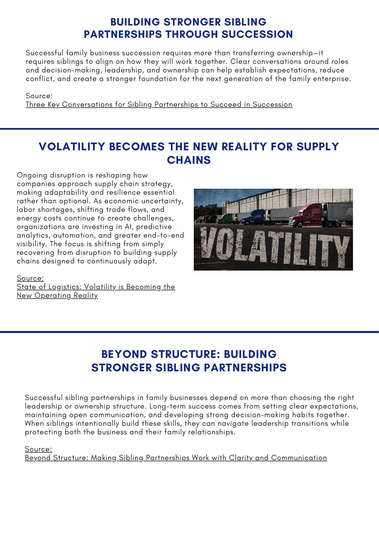 ACWI Spotlight August 2026 — page 2: sibling succession and supply chain volatility
